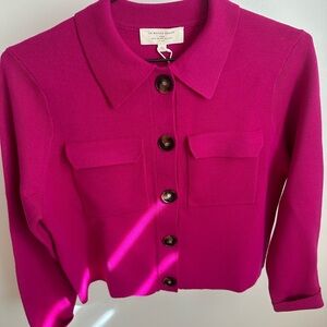 Sezane Bougainvillier Magenta Knit Gilet with Tag